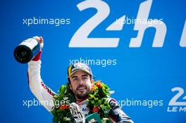 Race winner Fernando Alonso (ESP) Toyota Gazoo Racing celebrates on the podium. 16-17.06.2018. FIA World Endurance Championship, Le Mans 24 Hours, Race, Le Mans, France.