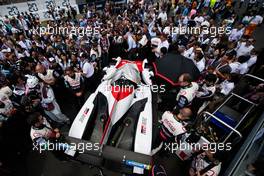 Sebastien Buemi (SUI) / Kazuki Nakajima (JPN) / Fernando Alonso (ESP) #08 Toyota Gazoo Racing Toyota TS050 Hybrid on the grid. 16-17.06.2018. FIA World Endurance Championship, Le Mans 24 Hours, Race, Le Mans, France.