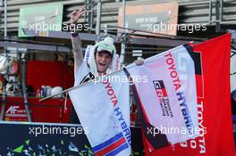 A Toyota Gazoo Racing fan celebrates a 1-2 finish. 05.05.2018. FIA World Endurance Championship, Round 1, Spa-Francorchamps, Belgium, Saturday.