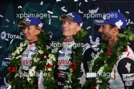(L to R): race winners Kamui Kobayashi (JPN); Mike Conway (GBR); Jose Maria Lopez (ARG) #07 Toyota Gazoo Racing Toyota, celebrate on the podium. 14.10.2018. FIA World Endurance Championship, Round 4, Six Hours of Fuji, Fuji, Japan, Sunday.