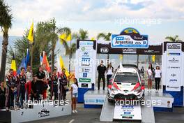 1st place Ott Tanak (EAU)-Martin Jarveoja (EST) TOYOTA YARIS WRC , TOYOTA GAZOO RACING WRT, 2nd place Thierry Neuville (BEL)-Nicolas Gilsoul (BEL) Hyundai i20 WRC, HYUNDAI SHELL MOBIS WRT and 3rd place Dani Sordo (ESP)-Carlos Del Barrio (ESP),Hyundai i20 WRC, HYUNDAI SHELL MOBIS WRT 26-29.04.2018. FIA World Rally Championship, Rd 5, Rally Argentina, Villa Carlos Paz, Argentina.
