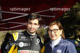 Carlos Sainz Jr (ESP) and Michele Mouton (FRA) FIA Women in Motosport Commossion President 25-28.01.2018 FIA World Rally Championship 2018, Rd 1, Rally Monte Carlo, Monaco, Monte Carlo