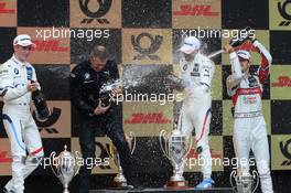 Podium mit Joel Eriksson (SWE) (BMW Team RBM - BMW M4 DTM) , Philipp Eng (AUT) (BMW Team RMR - BMW M4 DTM)  und Nico Müller (SUI) (Audi Sport Team Abt Spoprtsline - Audi RS5 DTM) 18.05.2019, DTM Round 2, Zolder, Belgium, Saturday.