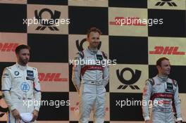 Podium mit Philipp Eng (AUT) (BMW Team RMR - BMW M4 DTM) , Rene Rast (GER) (Audi Sport Team Rosberg - Audi RS5 DTM)  und Jamie Green (GBR) (Audi Sport Team Rosberg - Audi RS5 DTM)  19.05.2019, DTM Round 2, Zolder, Belgium, Sunday.
