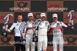Podium mit Rene Rast (GER) (Audi Sport Team Rosberg - Audi RS5 DTM) , Marco Wittmann (GER) (BMW Team RMG - BMW M4 DTM)  und Loic Duval (FRA) (Audi Sport Team Phoenix - Audi RS5 DTM)   08.06.2019, DTM Round 3, Misano, Italy, Saturday.