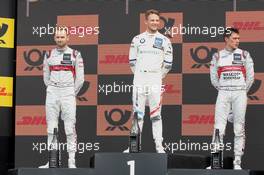 Podium mit Rene Rast (GER) (Audi Sport Team Rosberg - Audi RS5 DTM) , Marco Wittmann (GER) (BMW Team RMG - BMW M4 DTM)  und Loic Duval (FRA) (Audi Sport Team Phoenix - Audi RS5 DTM)   08.06.2019, DTM Round 3, Misano, Italy, Saturday.