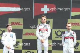Podium mit Philipp Eng (AUT) (BMW Team RMR - BMW M4 DTM) , Nico Müller (SUI) (Audi Sport Team Abt Sportsline - Audi RS5 DTM)  und Rene Rast (GER) (Audi Sport Team Rosberg - Audi RS5 DTM) 09.06.2019, DTM Round 3, Misano, Italy, Sunday.