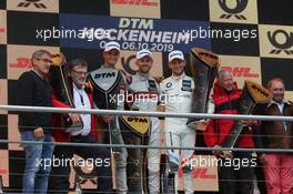 Rene Rast (GER) (Audi Sport Team Rosberg - Audi RS5 DTM) (mitte) sichert sich den Sieg in der DTM Gesamtwertung vor Nico Müller (SUI) (Audi Sport Team Abt Sportsline - Audi RS5 DTM) (links) und Marco Wittmann (GER) (BMW Team RMG - BMW M4 DTM). Copyright Thomas Pakusch