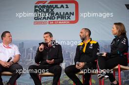 (L to R): Zak Brown (USA) McLaren Executive Director; Guenther Steiner (ITA) Haas F1 Team Prinicipal; Cyril Abiteboul (FRA) Renault Sport F1 Managing Director; and Claire Williams (GBR) Williams Racing Deputy Team Principal, at the Fans' Forum. 15.03.2019. Formula 1 World Championship, Rd 1, Australian Grand Prix, Albert Park, Melbourne, Australia, Practice Day.