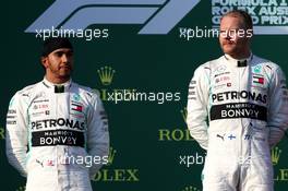 2nd place Lewis Hamilton (GBR) Mercedes AMG F1 with 1st place Valtteri Bottas (FIN) Mercedes AMG F1. 17.03.2019. Formula 1 World Championship, Rd 1, Australian Grand Prix, Albert Park, Melbourne, Australia, Race Day.