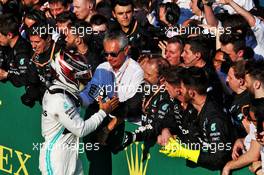 Lewis Hamilton (GBR) Mercedes AMG F1 celebrates his second position in parc ferme. 17.03.2019. Formula 1 World Championship, Rd 1, Australian Grand Prix, Albert Park, Melbourne, Australia, Race Day.