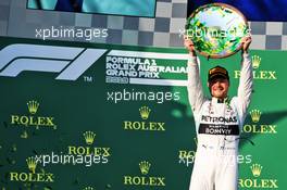 Race winner Valtteri Bottas (FIN) Mercedes AMG F1 celebrates on the podium. 17.03.2019. Formula 1 World Championship, Rd 1, Australian Grand Prix, Albert Park, Melbourne, Australia, Race Day.