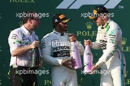 2nd place Lewis Hamilton (GBR) Mercedes AMG F1 and 1st place Valtteri Bottas (FIN) Mercedes AMG F1. 17.03.2019. Formula 1 World Championship, Rd 1, Australian Grand Prix, Albert Park, Melbourne, Australia, Race Day.