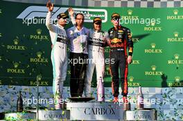 The podium (L to R): Lewis Hamilton (GBR) Mercedes AMG F1, second; Valtteri Bottas (FIN) Mercedes AMG F1, race winner; Max Verstappen (NLD) Red Bull Racing, third. 17.03.2019. Formula 1 World Championship, Rd 1, Australian Grand Prix, Albert Park, Melbourne, Australia, Race Day.