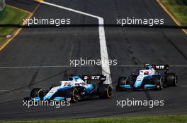 George Russell (GBR) Williams Racing FW42 leads team mate Robert Kubica (POL) Williams Racing FW42. 17.03.2019. Formula 1 World Championship, Rd 1, Australian Grand Prix, Albert Park, Melbourne, Australia, Race Day.