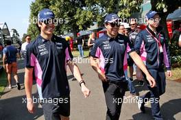 (L to R): Lance Stroll (CDN) Racing Point F1 Team with Sergio Perez (MEX) Racing Point F1 Team. 16.03.2019. Formula 1 World Championship, Rd 1, Australian Grand Prix, Albert Park, Melbourne, Australia, Qualifying Day.