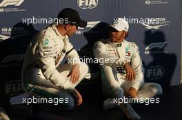 Valtteri Bottas (FIN) Mercedes AMG F1 W10 and Lewis Hamilton (GBR) Mercedes AMG F1 W10. 16.03.2019. Formula 1 World Championship, Rd 1, Australian Grand Prix, Albert Park, Melbourne, Australia, Qualifying Day.
