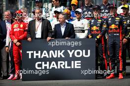 Chase Carey (USA) Formula One Group Chairman; Jean Todt (FRA) FIA President; and drivers pay tribute to Charlie Whiting. 17.03.2019. Formula 1 World Championship, Rd 1, Australian Grand Prix, Albert Park, Melbourne, Australia, Race Day.