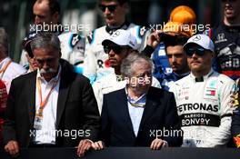 Chase Carey (USA) Formula One Group Chairman; Jean Todt (FRA) FIA President; and drivers pay tribute to Charlie Whiting. 17.03.2019. Formula 1 World Championship, Rd 1, Australian Grand Prix, Albert Park, Melbourne, Australia, Race Day.