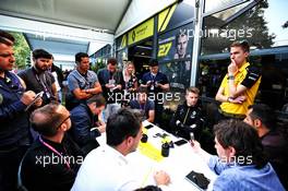 Nico Hulkenberg (GER) Renault F1 Team with the media. 14.03.2019. Formula 1 World Championship, Rd 1, Australian Grand Prix, Albert Park, Melbourne, Australia, Preparation Day.