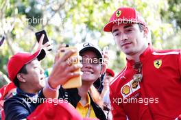 Charles Leclerc (MON) Ferrari with fans. 14.03.2019. Formula 1 World Championship, Rd 1, Australian Grand Prix, Albert Park, Melbourne, Australia, Preparation Day.