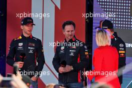 (L to R): Pierre Gasly (FRA) Red Bull Racing; Christian Horner (GBR) Red Bull Racing Team Principal; and Max Verstappen (NLD) Red Bull Racing, at the F1 Season Launch in Federation Square. 13.03.2019. Formula 1 World Championship, Rd 1, Australian Grand Prix, Albert Park, Melbourne, Australia, Preparation Day.