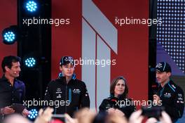(L to R): Mark Webber (AUS) Channel 4 Presenter; George Russell (GBR) Williams Racing; Claire Williams (GBR) Williams Racing Deputy Team Principal; and Robert Kubica (POL) Williams Racing, at the F1 Season Launch in Federation Square. 13.03.2019. Formula 1 World Championship, Rd 1, Australian Grand Prix, Albert Park, Melbourne, Australia, Preparation Day.