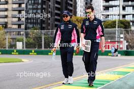 Sergio Perez (MEX) Racing Point F1 Team walks the circuit with the team. 13.03.2019. Formula 1 World Championship, Rd 1, Australian Grand Prix, Albert Park, Melbourne, Australia, Preparation Day.