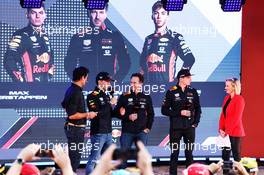 (L to R): Mark Webber (AUS) Channel 4 Presenter; Pierre Gasly (FRA) Red Bull Racing; Christian Horner (GBR) Red Bull Racing Team Principal; and Max Verstappen (NLD) Red Bull Racing, at the F1 Season Launch in Federation Square. 13.03.2019. Formula 1 World Championship, Rd 1, Australian Grand Prix, Albert Park, Melbourne, Australia, Preparation Day.