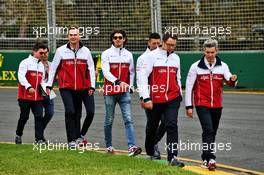 Antonio Giovinazzi (ITA) Alfa Romeo Racing walks the circuit with the team. 13.03.2019. Formula 1 World Championship, Rd 1, Australian Grand Prix, Albert Park, Melbourne, Australia, Preparation Day.
