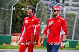 Sebastian Vettel (GER) Ferrari walks the circuit with Laurent Mekies (FRA) Ferrari Sporting Director. 13.03.2019. Formula 1 World Championship, Rd 1, Australian Grand Prix, Albert Park, Melbourne, Australia, Preparation Day.