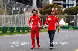 Sebastian Vettel (GER) Ferrari walks the circuit with Laurent Mekies (FRA) Ferrari Sporting Director. 13.03.2019. Formula 1 World Championship, Rd 1, Australian Grand Prix, Albert Park, Melbourne, Australia, Preparation Day.