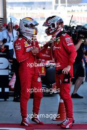 (L to R): Sebastian Vettel (GER) Ferrari with second placed team mate Charles Leclerc (MON) Ferrari in parc ferme. 30.06.2019 Formula 1 World Championship, Rd 9, Austrian Grand Prix, Spielberg, Austria, Race Day.