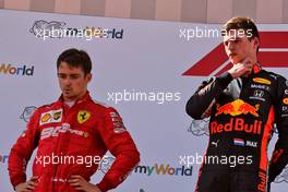 The podium (L to R): second placed Charles Leclerc (MON) Ferrari and race winner Max Verstappen (NLD) Red Bull Racing. 30.06.2019 Formula 1 World Championship, Rd 9, Austrian Grand Prix, Spielberg, Austria, Race Day.