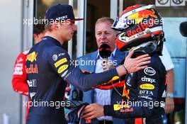 Race winner Max Verstappen (NLD) Red Bull Racing with team mate Pierre Gasly (FRA) Red Bull Racing in parc ferme. 30.06.2019 Formula 1 World Championship, Rd 9, Austrian Grand Prix, Spielberg, Austria, Race Day.