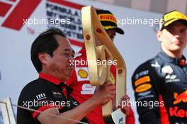 Toyoharu Tanabe (JPN) Honda Racing F1 Technical Director celebrates on the podium. 30.06.2019 Formula 1 World Championship, Rd 9, Austrian Grand Prix, Spielberg, Austria, Race Day.