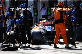 Carlos Sainz Jr (ESP) McLaren MCL34 makes a pit stop. 30.06.2019 Formula 1 World Championship, Rd 9, Austrian Grand Prix, Spielberg, Austria, Race Day.