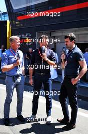 (L to R): David Coulthard (GBR) Red Bull Racing and Scuderia Toro Advisor / Channel 4 F1 Commentator with Mark Webber (AUS) Channel 4 Presenter and Steve Jones (GBR) Channel 4 F1 Presenter. 29.06.2019. Formula 1 World Championship, Rd 9, Austrian Grand Prix, Spielberg, Austria, Qualifying Day.