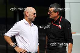 (L to R): Adrian Newey (GBR) Red Bull Racing Chief Technical Officer with Guenther Steiner (ITA) Haas F1 Team Prinicipal. 27.06.2019. Formula 1 World Championship, Rd 9, Austrian Grand Prix, Spielberg, Austria, Preparation Day.