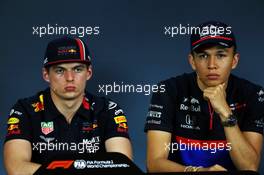(L to R): Max Verstappen (NLD) Red Bull Racing and Alexander Albon (THA) Scuderia Toro Rosso in the FIA Press Conference. 27.06.2019. Formula 1 World Championship, Rd 9, Austrian Grand Prix, Spielberg, Austria, Preparation Day.