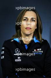 Claire Williams (GBR) Williams Racing Deputy Team Principal in the FIA Press Conference. 26.04.2019. Formula 1 World Championship, Rd 4, Azerbaijan Grand Prix, Baku Street Circuit, Azerbaijan, Practice Day.