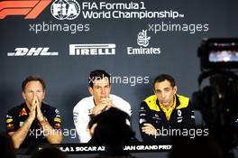 The FIA Press Conference (L to R): Christian Horner (GBR) Red Bull Racing Team Principal; Toto Wolff (GER) Mercedes AMG F1 Shareholder and Executive Director; Cyril Abiteboul (FRA) Renault Sport F1 Managing Director. 26.04.2019. Formula 1 World Championship, Rd 4, Azerbaijan Grand Prix, Baku Street Circuit, Azerbaijan, Practice Day.
