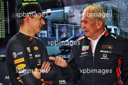 (L to R): Max Verstappen (NLD) Red Bull Racing with Dr Helmut Marko (AUT) Red Bull Motorsport Consultant. 26.04.2019. Formula 1 World Championship, Rd 4, Azerbaijan Grand Prix, Baku Street Circuit, Azerbaijan, Practice Day.