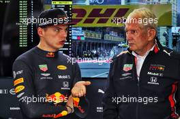 (L to R): Max Verstappen (NLD) Red Bull Racing with Dr Helmut Marko (AUT) Red Bull Motorsport Consultant. 26.04.2019. Formula 1 World Championship, Rd 4, Azerbaijan Grand Prix, Baku Street Circuit, Azerbaijan, Practice Day.