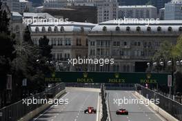 (L to R): Charles Leclerc (MON) Ferrari SF90 and Sebastian Vettel (GER) Ferrari SF90. 26.04.2019. Formula 1 World Championship, Rd 4, Azerbaijan Grand Prix, Baku Street Circuit, Azerbaijan, Practice Day.