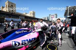 Sergio Perez (MEX) Racing Point F1 Team RP19 on the grid. 28.04.2019. Formula 1 World Championship, Rd 4, Azerbaijan Grand Prix, Baku Street Circuit, Azerbaijan, Race Day.