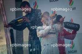Race winner Valtteri Bottas (FIN) Mercedes AMG F1 celebrates on the podium. 28.04.2019. Formula 1 World Championship, Rd 4, Azerbaijan Grand Prix, Baku Street Circuit, Azerbaijan, Race Day.