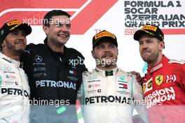 Lewis Hamilton (GBR), Mercedes AMG F1 , Valtteri Bottas (FIN), Mercedes AMG F1 and Sebastian Vettel (GER), Scuderia Ferrari  28.04.2019. Formula 1 World Championship, Rd 4, Azerbaijan Grand Prix, Baku Street Circuit, Azerbaijan, Race Day.