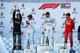 The podium (L to R): Lewis Hamilton (GBR) Mercedes AMG F1, second; Valtteri Bottas (FIN) Mercedes AMG F1, race winner; Sebastian Vettel (GER) Ferrari, third. 28.04.2019. Formula 1 World Championship, Rd 4, Azerbaijan Grand Prix, Baku Street Circuit, Azerbaijan, Race Day.