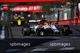 Kimi Raikkonen (FIN) Alfa Romeo Racing C38. 28.04.2019. Formula 1 World Championship, Rd 4, Azerbaijan Grand Prix, Baku Street Circuit, Azerbaijan, Race Day.